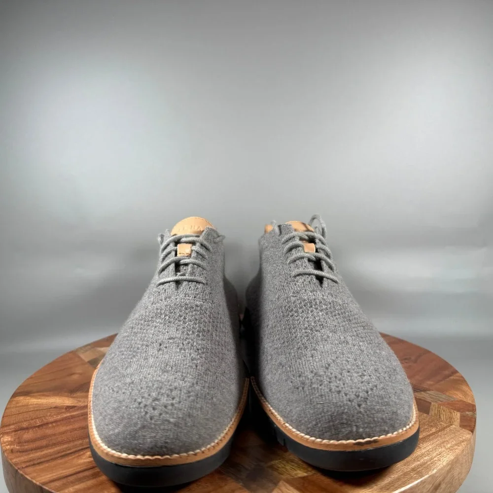 Cole Haan Zerogrand Wingtip Oxford Gray Wool Knit Shoes C28892 Mens 12M